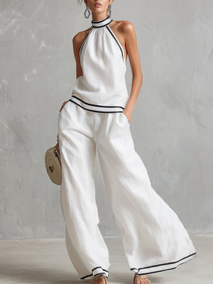 The Coralie Halterneck Linen Set