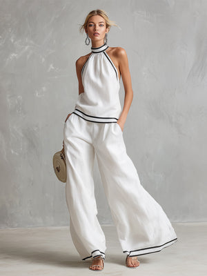 The Coralie Halterneck Linen Set