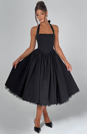 Flowing Halter Midi Dress