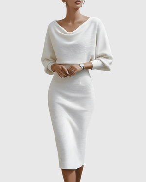 Draped Batwing Midi Dress