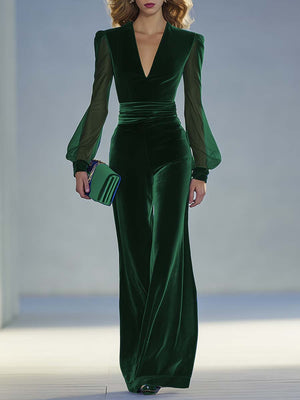 The Isaline-Rose Velvet Jumpsuit