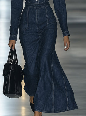 The Dauphine Denim Maxi Dress