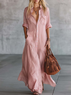 The Christel Cotton Linen Maxi Dress