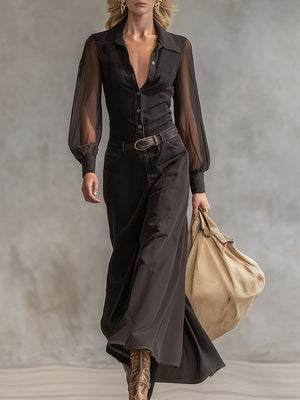 The Nicolette Denim Maxi Dress
