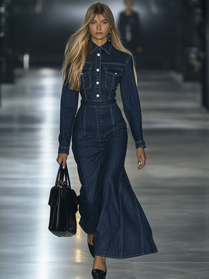 The Dauphine Denim Maxi Dress