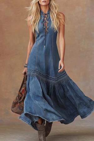 The Caroline Denim Maxi Dress