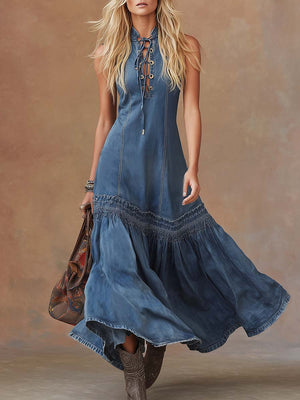 The Caroline Denim Maxi Dress