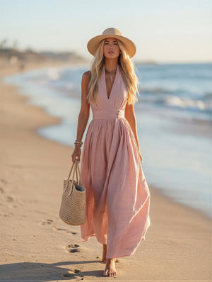 The Albine Cotton Linen Maxi Dress