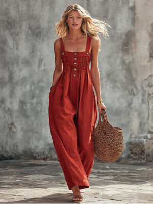 The Cilinie Cotton Linen Jumpsuit