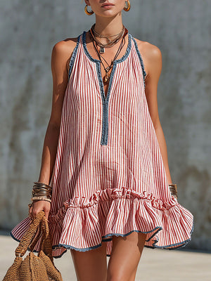 The Adeline Cotton Linen Mini Dress