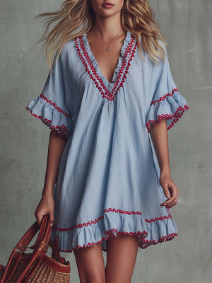 The Hildegonde Cotton Linen Mini Dress