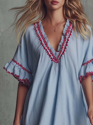 The Hildegonde Cotton Linen Mini Dress