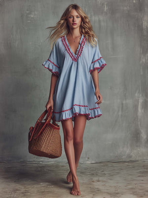The Hildegonde Cotton Linen Mini Dress