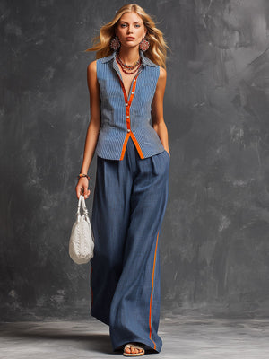 The Hermine Striped Linen Set