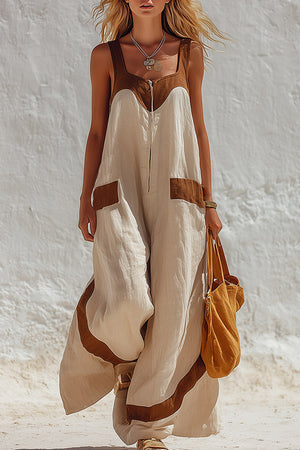 The Bérénice-Rose Cotton Linen Jumpsuit