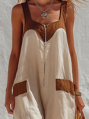 The Bérénice-Rose Cotton Linen Jumpsuit