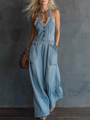 The Austreberte Denim Jumpsuit