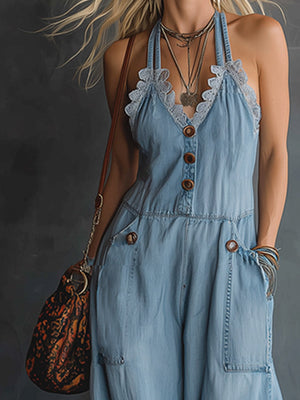 The Austreberte Denim Jumpsuit