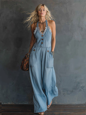 The Austreberte Denim Jumpsuit