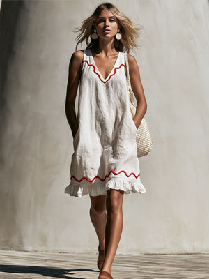 The Melloria Cotton Linen Mini Dress