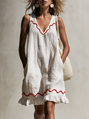 The Melloria Cotton Linen Mini Dress