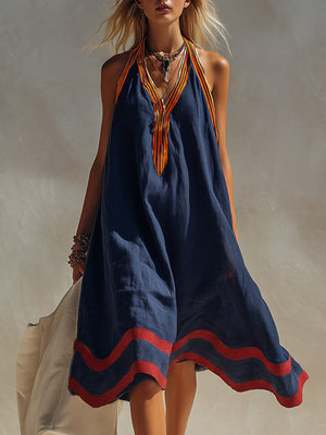 The Modwenne Cotton Linen Midi Dress