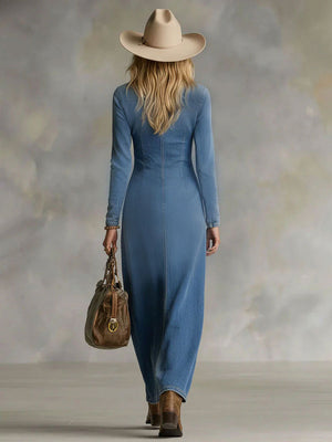 The Lucette Denim Maxi Dress