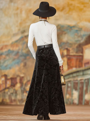 The Honorine-Rose Velvet Skirt