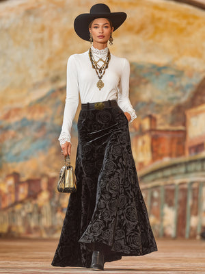 The Honorine-Rose Velvet Skirt