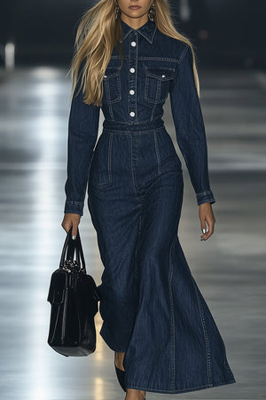 The Dauphine Denim Maxi Dress