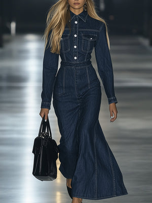 The Dauphine Denim Maxi Dress