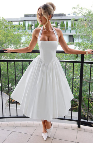 Flowing Halter Midi Dress
