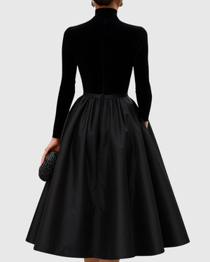 Velvet & Satin Midi Dress
