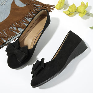 Bow-Detail Wedge Ballet Flats