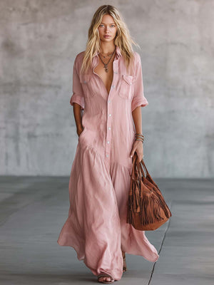 The Christel Cotton Linen Maxi Dress