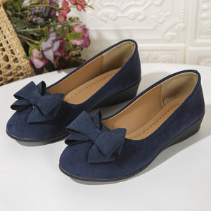Bow-Detail Wedge Ballet Flats