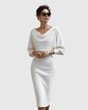Draped Batwing Midi Dress