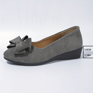 Bow-Detail Wedge Ballet Flats