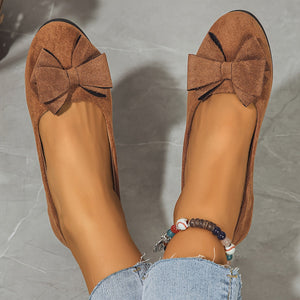 Bow-Detail Wedge Ballet Flats
