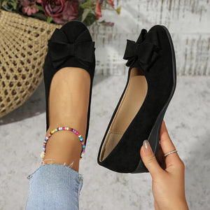 Bow-Detail Wedge Ballet Flats