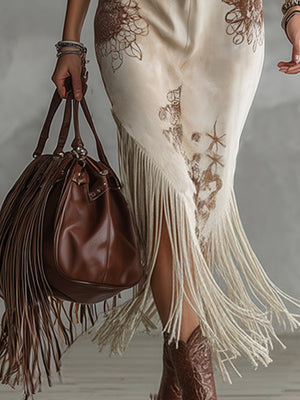 The Jeanine Suede Maxi Dress