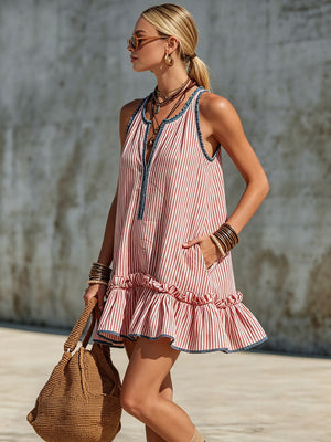The Adeline Cotton Linen Mini Dress