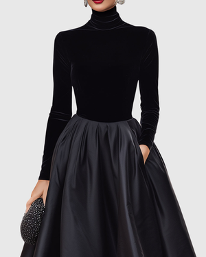 Velvet & Satin Midi Dress