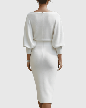 Draped Batwing Midi Dress