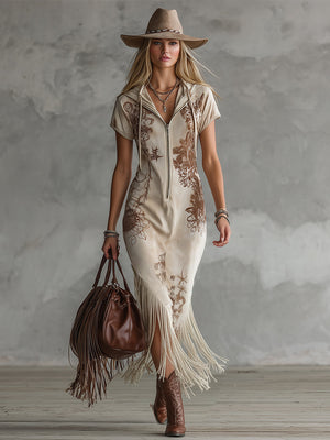The Jeanine Suede Maxi Dress