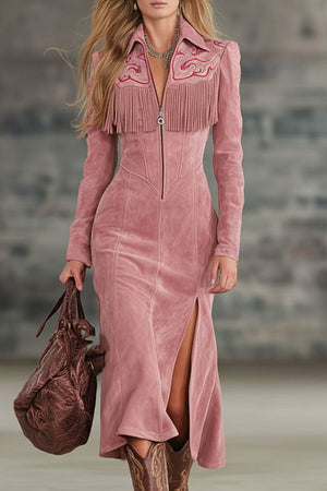The Eustelle Suede Midi Dress