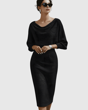 Draped Batwing Midi Dress