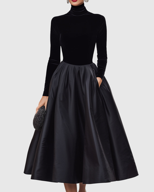 Velvet & Satin Midi Dress