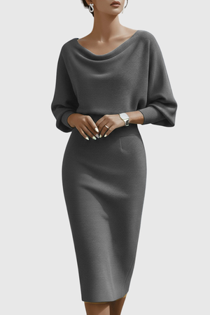 Draped Batwing Midi Dress