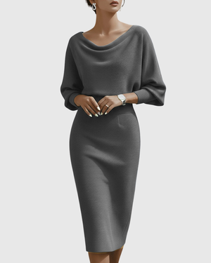Draped Batwing Midi Dress